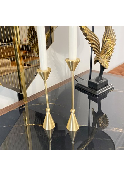 Pirinç Konik Toplu Şamdan Rome Ikili Set modelleri