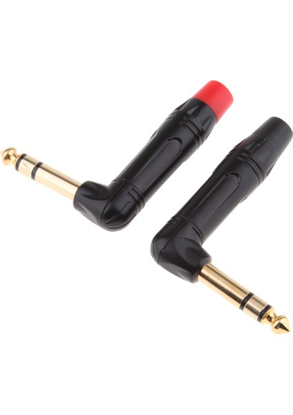 2 Adet 90 Derece 6.5mm Jack Fiş Dıy Stereo Kulaklık Kulaklığı Için 3 Pole (Yurt Dışından)