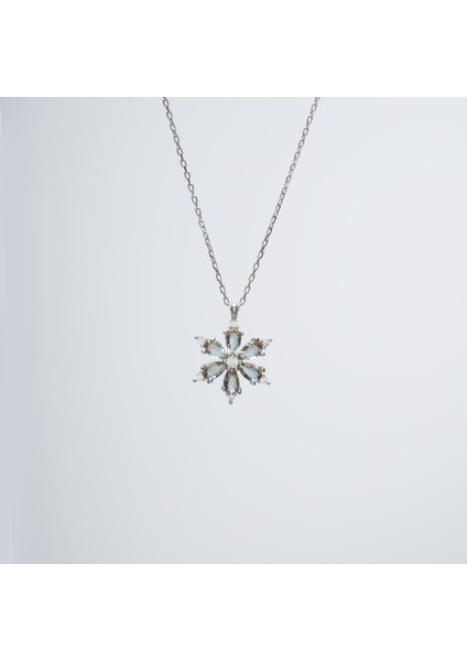 925 Ayar Açıkı Yeşil Çiçek Kolye Kadın Gümüş Kolye