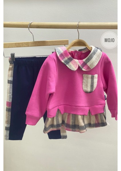 Mojo Kız Bebek Oduncu Yaka Şardonlu Takım 22835 Pembe