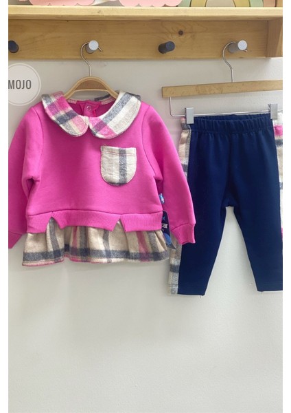 Mojo Kız Bebek Oduncu Yaka Şardonlu Takım 22835 Pembe