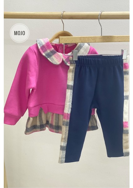 Mojo Kız Bebek Oduncu Yaka Şardonlu Takım 22835 Pembe