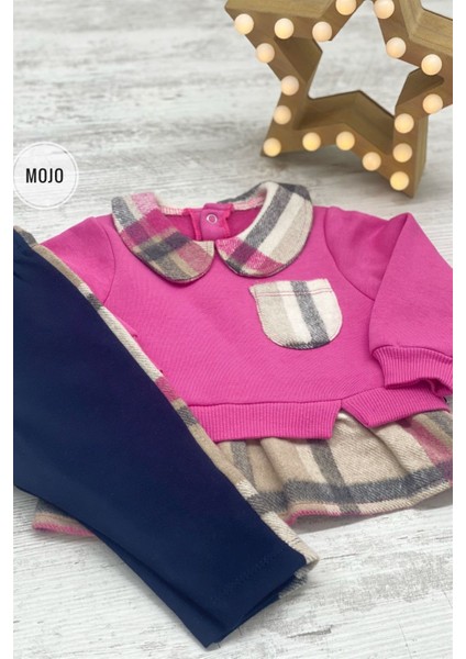 Mojo Kız Bebek Oduncu Yaka Şardonlu Takım 22835 Pembe