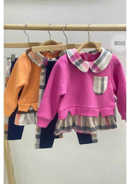 Mojo Kız Bebek Oduncu Yaka Şardonlu Takım 22835 Pembe