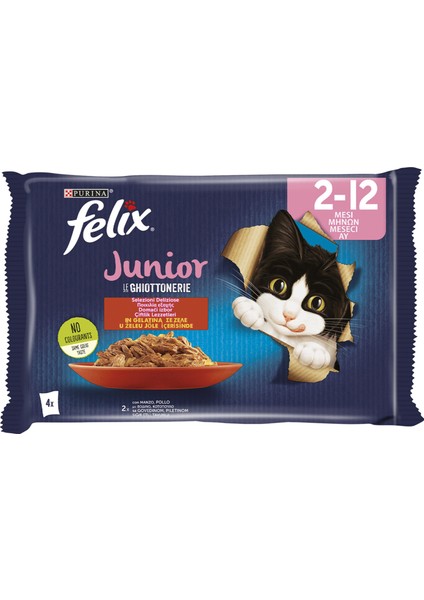 Junior Multipack Sığır Etli & Tavuklu Yavru Kedi Yaş Maması 4'lü (4 x 85 Gr)