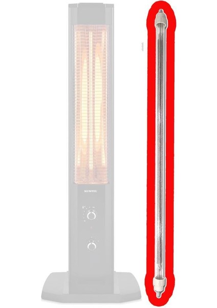 Kumtel Dikey Soba Orbit Modellere Orjinal Resistanz ile Şeffaf Cam Isıtıcı 1800W Rezistans 65CM Cam