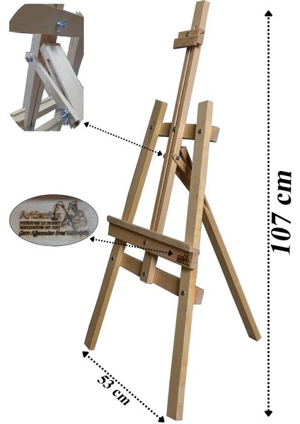 Ahşap Çam Çocuk Ressam Sehpası Ayarlanabilir 107 cm