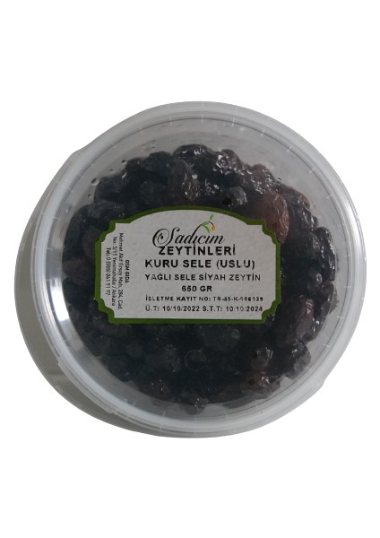 Kuru Sele (Tuzsuz) Siyah Zeytin Uslu 650 gr