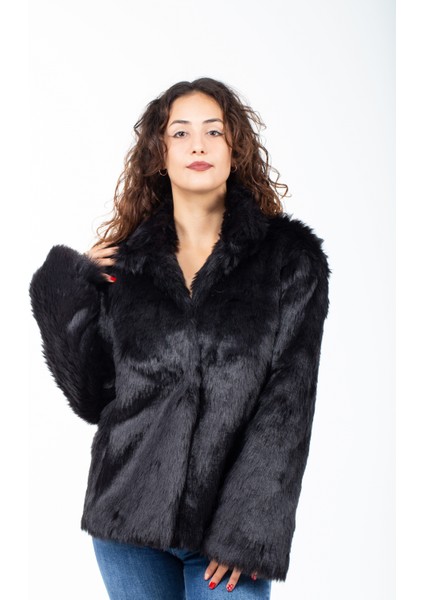 Ingiliz Yaka Siyah Trend Tilki Kürk Kaban