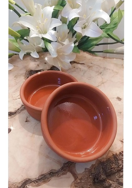 Toprak Güveç Çömlek Kasesi 2 Adet Fırın Sütlaç - Porsiyon Fırın Kabı - El Yapımı - Toprak - Güveç