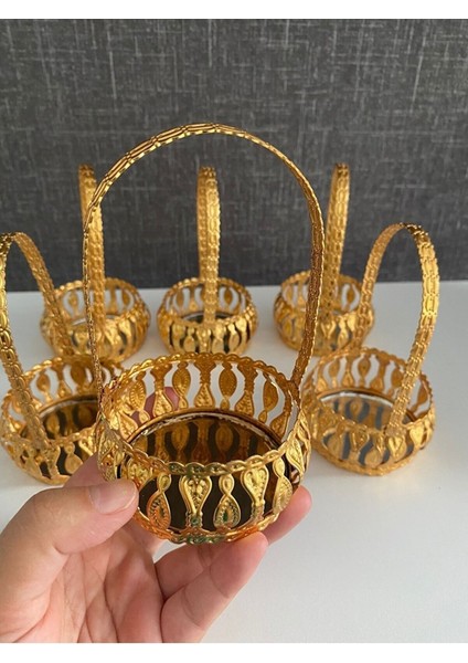Lüx Gold Serisi Aynalı Motifli Lokumluk, Sunumluk,ikramlik Kahve Yani 6 Adet. modelleri