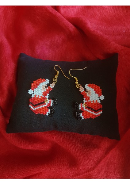 Miyuki Boncuk El Yapımı Noel Baba Küpe Yılbaşı Christmas Noel