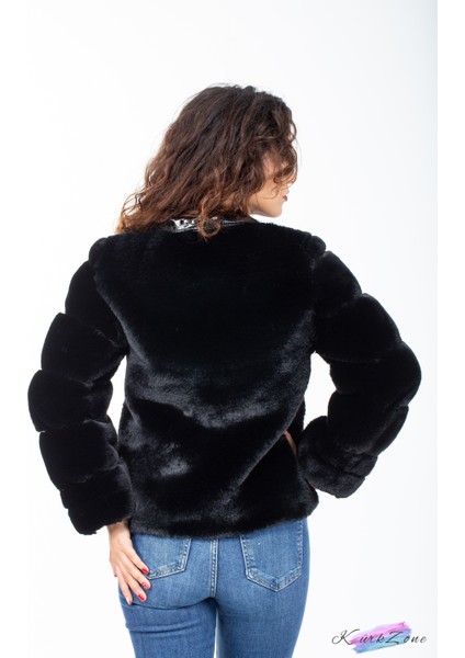 Özel Tasarım Yakası Yılan Derili Biker Model Iddialı Kürk Kaban