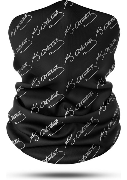 Atatürk Imza Desenli Bandana Boyunluk Outdoor Balaklava