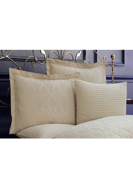 Monaco Bambu Jakar Kumaş Bej Ikili Oksford 60X80 cm Yastık Kılıfı - 1321