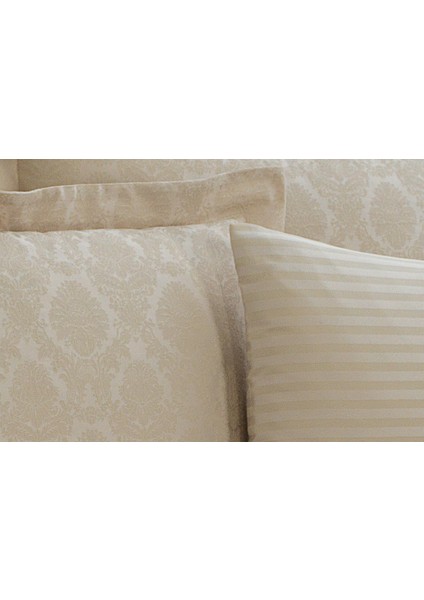 Monaco Bambu Jakar Kumaş Bej Ikili Oksford 60X80 cm Yastık Kılıfı - 1321