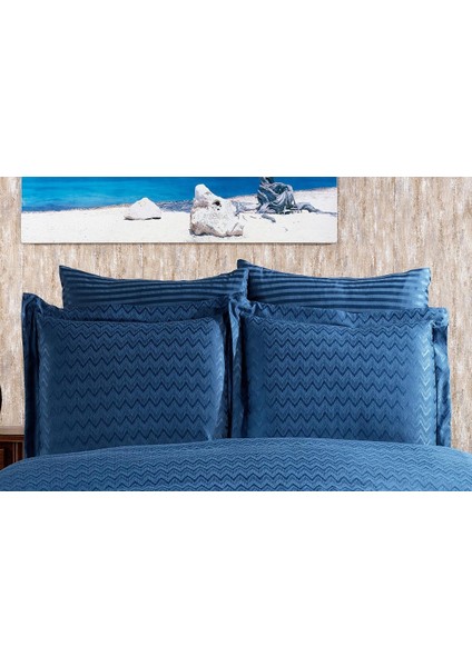 Odesa Bambu Jakar Kumaş Indigo Ikili Oksford 60X80CM Yastık Kılıfı -1329