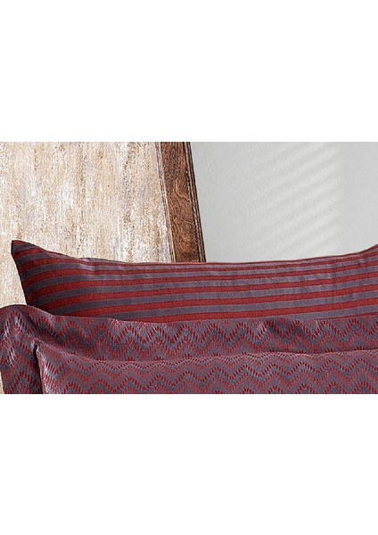 Odesa Bambu Jakar Kumaş Bordo Ikili Oksford 60X80 cm Yastık Kılıfı -1330