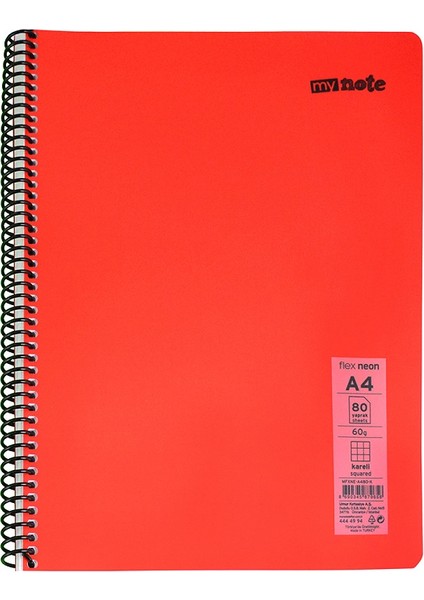 Flex Neo Defter Pp Kapak Spiralli A4 40 Yp Kareli MFXNE-A440-K 30001938 12 Adet