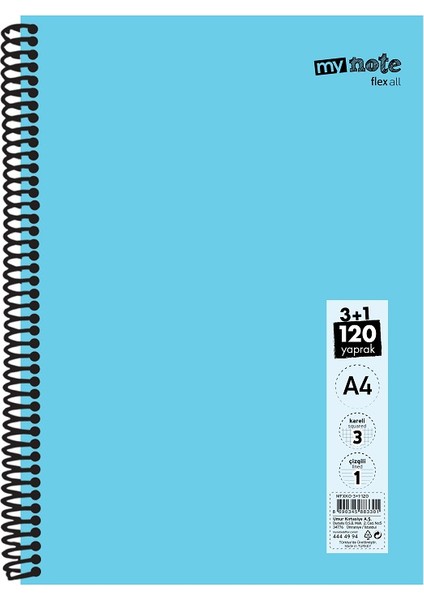 Flex Konulu Defter A4 3+1 120YP MFXKO-3+1-120 30002160 6 Adet