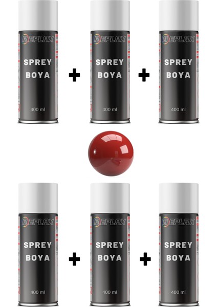 6 Adet Ral 3002 Karmen Kırmızı Sprey Boya 400 Ml