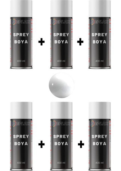 6 Adet Ral 9010 Parlak Beyaz Sprey Boya 400 Ml