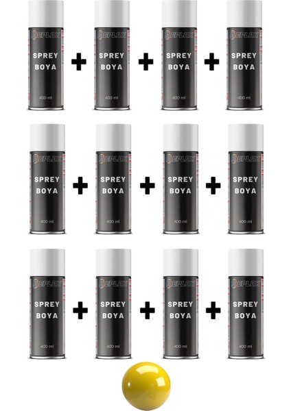 12 Adet Ral 1003 Sinyal Sarı Taksi Sarısı Sprey Boya 400 Ml