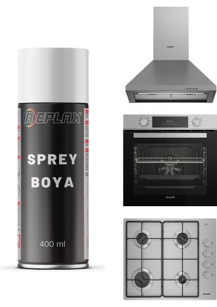 Inox Ankastre Set Beyaz Eşya Sprey Boya 400 Ml