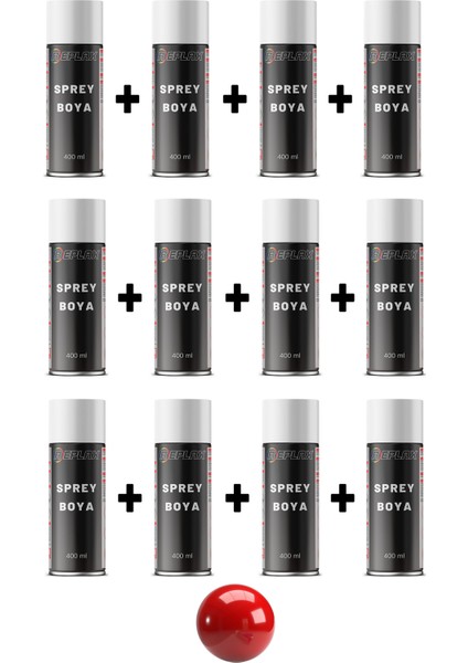 12 Adet Ral 3020 Trafik Kırmızı Sprey Boya 400 Ml