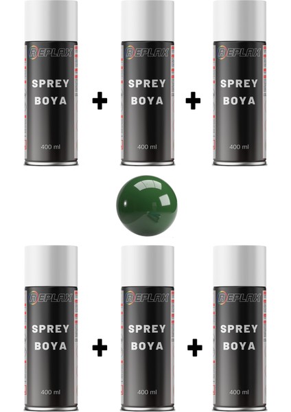 6 Adet Ral 6002 Yaprak Yeşil Sprey Boya 400 Ml