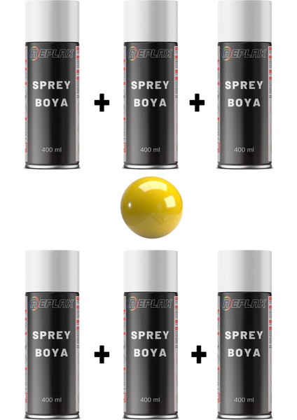 6 Adet Ral 1003 Sinyal Sarı Taksi Sarısı Sprey Boya 400 Ml