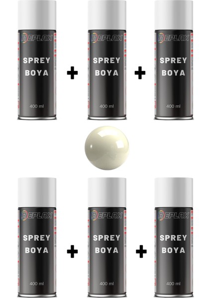 6 Adet Ral 1013 Kırık Beyaz Sprey Boya 400 Ml