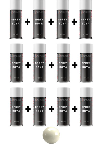 12 Adet Ral 1013 Kırık Beyaz Sprey Boya 400 Ml
