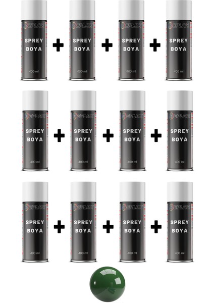 12 Adet Ral 6002 Yaprak Yeşil Sprey Boya 400 Ml