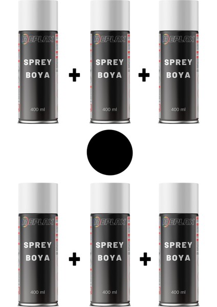 6 Adet Ral 9005 Mat Siyah Sprey Boya 400 Ml