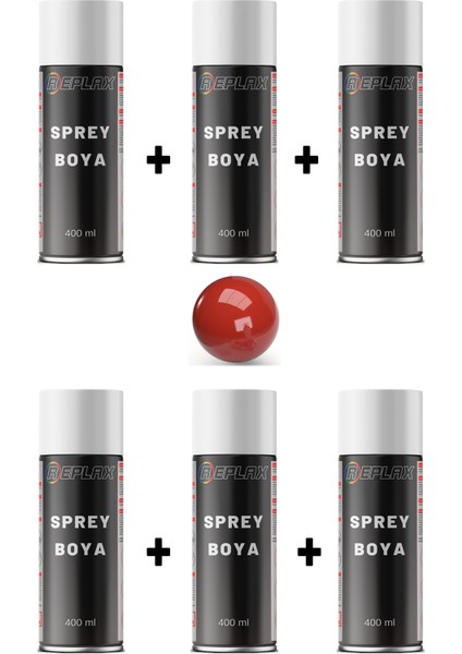 6 Adet Ral 3000 Ateş Kırmızı Sprey Boya 400 Ml