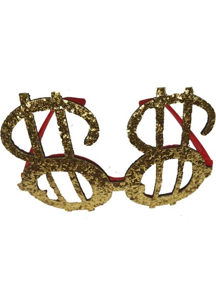Simli Dökülmez Eva Malzeme Camsız Dolar Şekilli Parti Gözlüğü Altın Renk 1 Adet