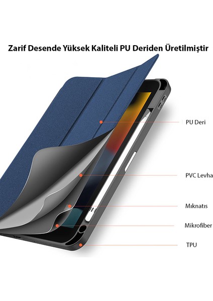 Dux Ducis iPad 10.2 2022 Kılıf Domo Series Kalem Bölmeli Mıknatıslı Standlı Kapaklı Kılıf