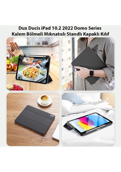 Dux Ducis iPad 10.2 2022 Kılıf Domo Series Kalem Bölmeli Mıknatıslı Standlı Kapaklı Kılıf