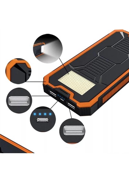 18000 Mah Solar Güneş Enerjili 6 LED Işıklı Powerbank