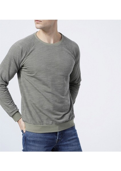 Basic Erkek Sweatshirt Kol Ucu Ribanalı