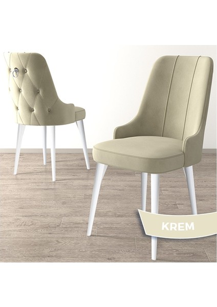 Concept Newa Serisi Babyface Kumaş Beyaz Metal Ayak Gümüş Halkalı 1 Adet Sandalye