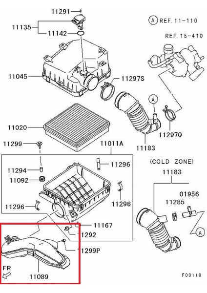 Mıtsubıshı L200- Pıck Up- 06/15 Hava Filtre Kutusu Alt Giriş Borusu (Orijinal) 1505A131T