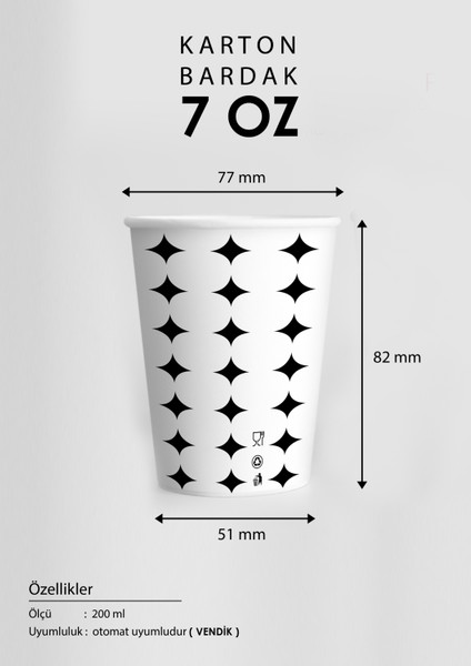 7oz Karton Bardak 3000'LIKOLI