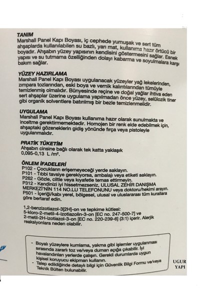Su Bazlı Panel Kapı Boyası 0,75 Lt - Yeni Plastik Ambalaj