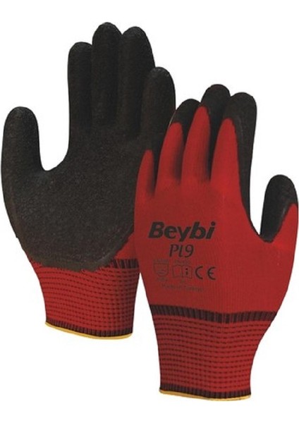 Pl9 Polyester Örme Eldiven Kırmızı-Siyah No:9