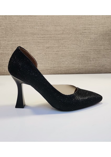 Zenne Stiletto Ayakkabı Siyah Simli