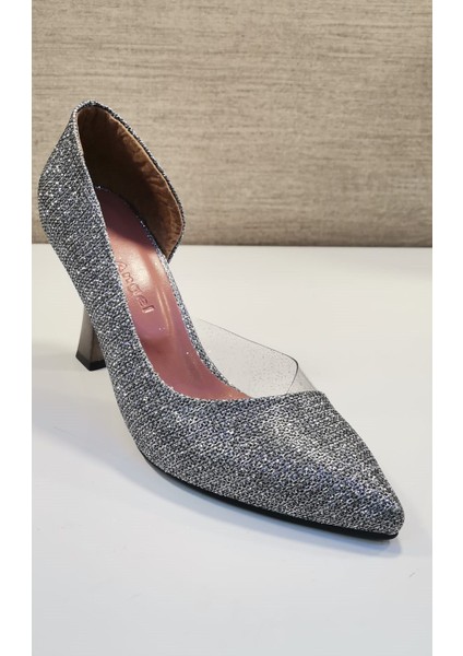 Zenne Stiletto Ayakkabı Platin Simli