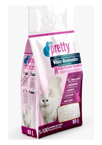 Pudra Kokulu Ince Taneli Topaklaşan Kedi Kumu 10LT