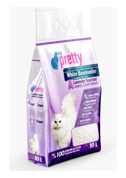 Lavanta Kokulu Ince Taneli Topaklaşan Kedi Kumu 10 Lt